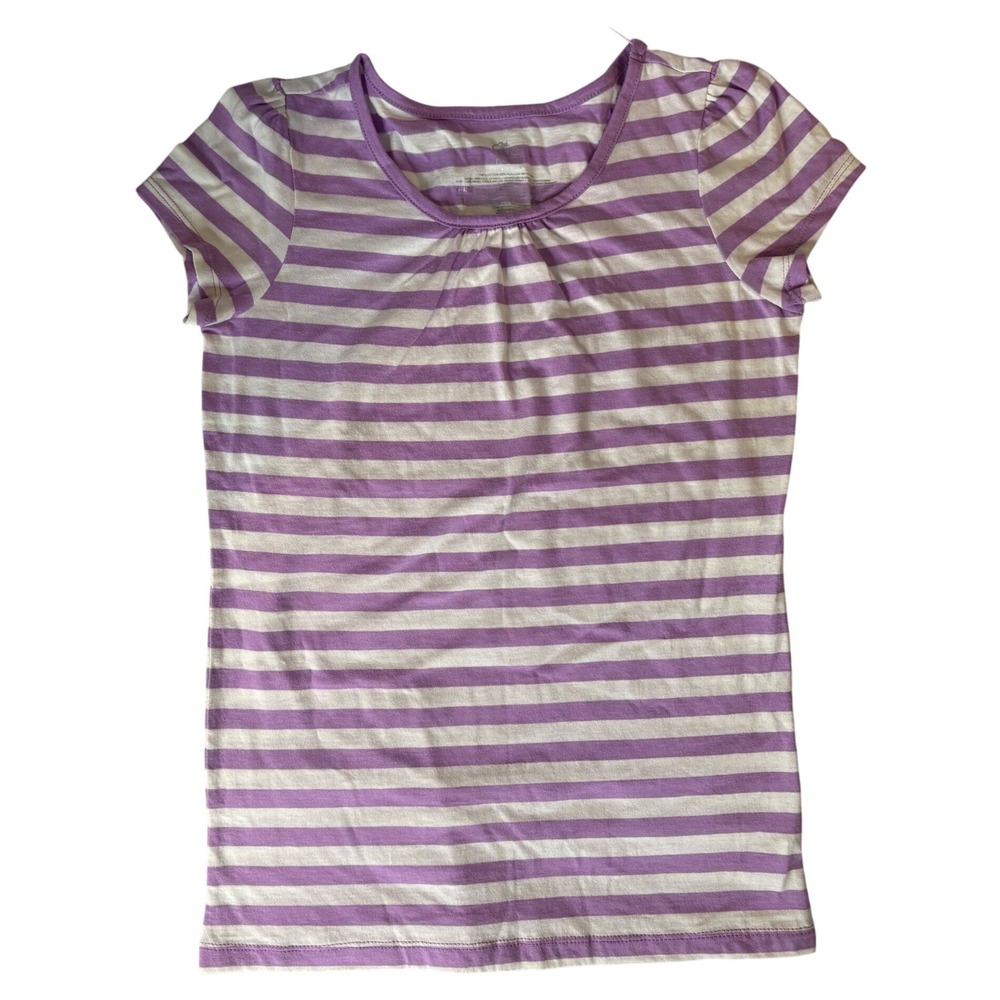 Children's Place Striped Top Lilac‎ Mist Short Sleeve Shirt Kids Size L